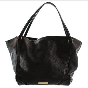 BURBERRY DARK BROWN TEXTURED LEATHER SATCHEL